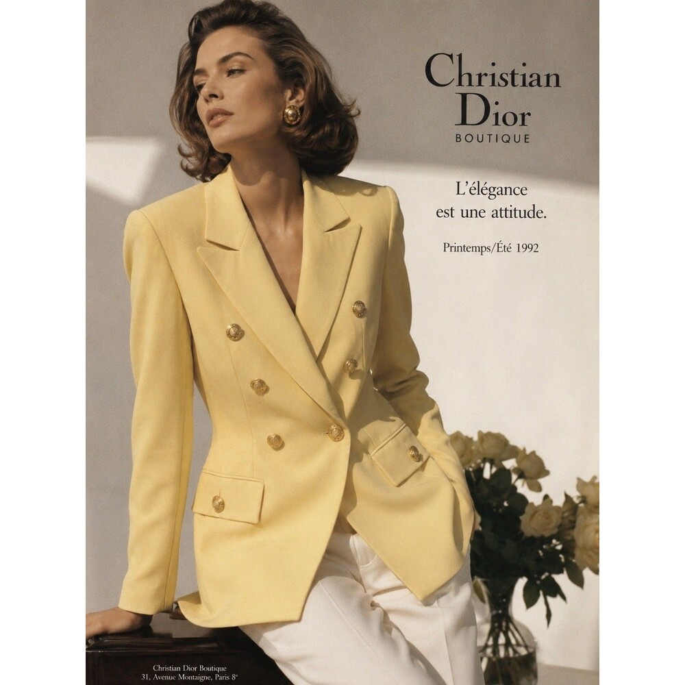 CHRISTIAN DIOR Vintage 90s Blazer Women’s Yellow Gold Button Double Breasted